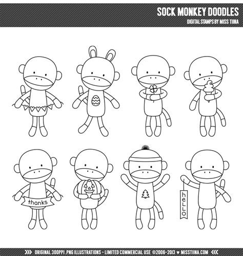 sock monkey clipart black and white 20 free Cliparts | Download images ...