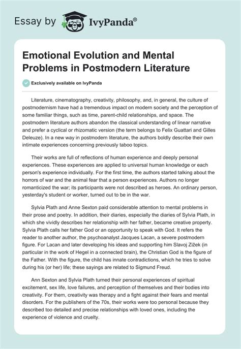 Emotions and Mental Problems in Postmodernism - 641 Words | Essay Example