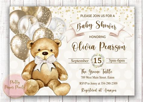 Teddy Bear Baby Shower Invitaci N Ni O Ni A G Nero Neutro Etsy Espa A