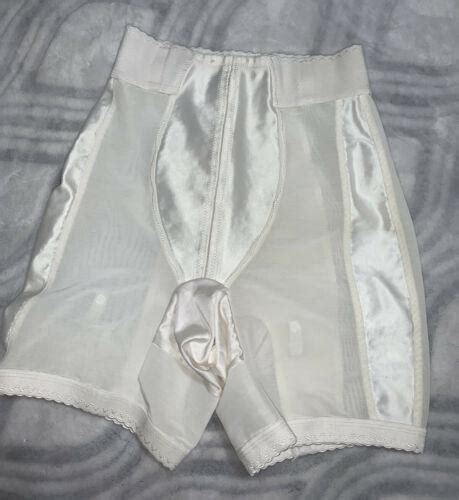 Vtg L Long Leg Panty Hi Waist Girdle Satin Panels Formfit Skippies Usa