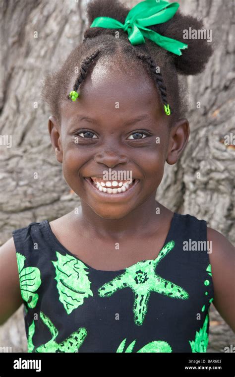 bajan girl smiling  posing barbados west indies stock photo