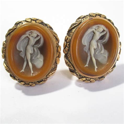 Dante Nude Woman Vintage Cufflinks Signed Gem