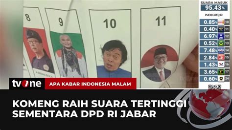 Uhuy Perolehan Suara Komeng Meroket Di Dpd Jabar Akim Tvone Youtube