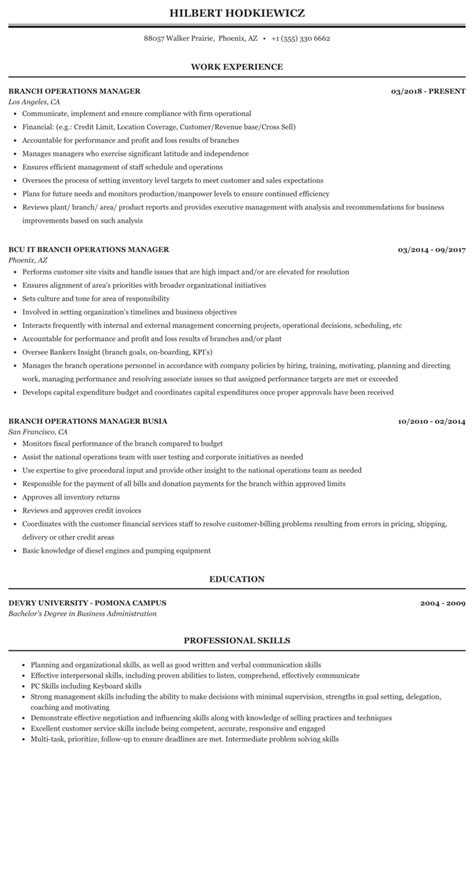 Bank Branch Manager Resume Resume Best