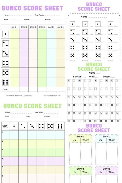 Free Printable Bunco Score Sheets Table Tally Sheet Pdf Included