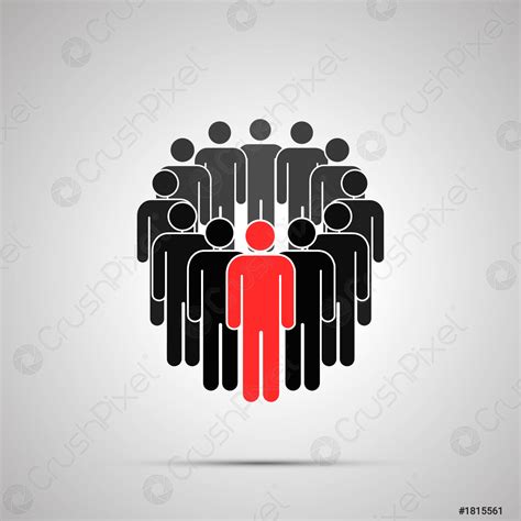 Circle of people silhouette with red leader, simple black icon - stock vector | Crushpixel