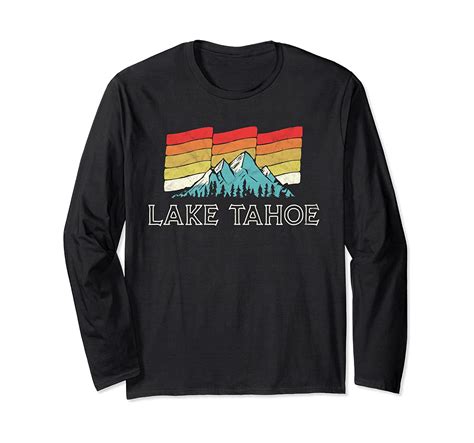 Retro Lake Tahoe Mountains Long Sleeve T-shirt – Vintage