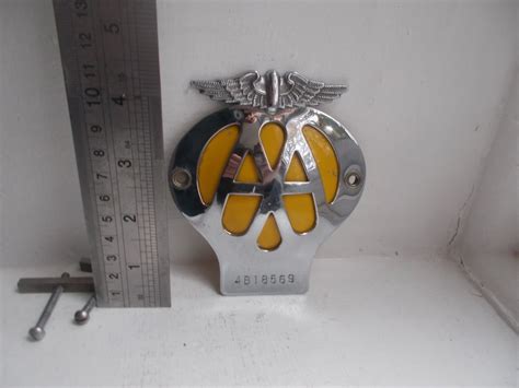 Abzeichen Aa Chrome On Brass And Enamel Car Badge With Original Fixings