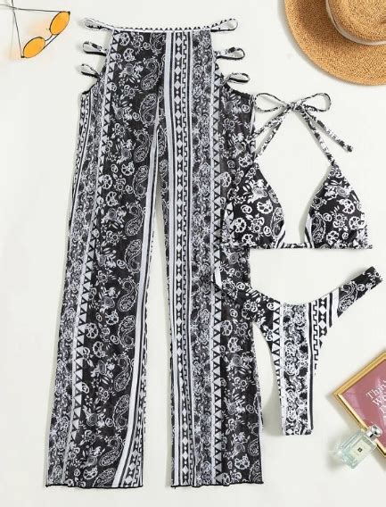 pièces Bikini à imprimé Pantalon de plage Lidjenti sn