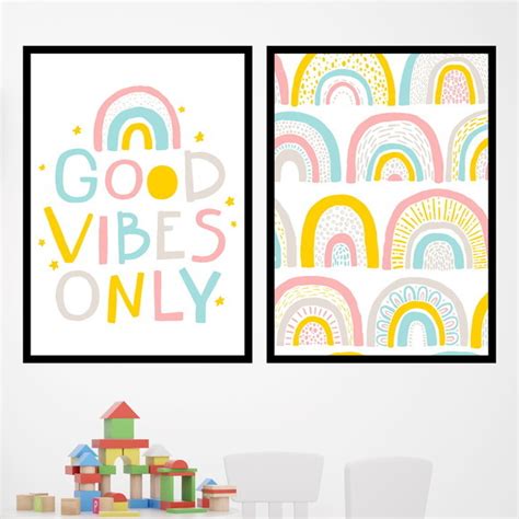 Quadro Decorativo Arco Iris Good Vibes Produtos Elo7