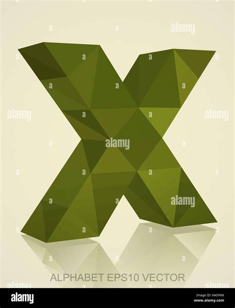 Abstract Khaki 3D Polygonal Lowercase Letter X With Reflection Low