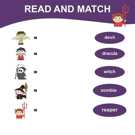 Read And Match Worksheet Matching Words With Images Using Funny Illustration Printable