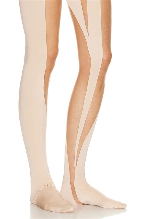 Mugler Gloved Catsuit In Powder Nude Fwrd