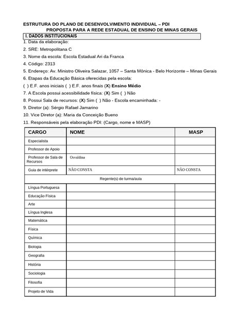 Escola Estadual Ari Da Franca - Estrutura do PDI da Escola Ari da Franca | PDF | Aprendizado | Pedagogia