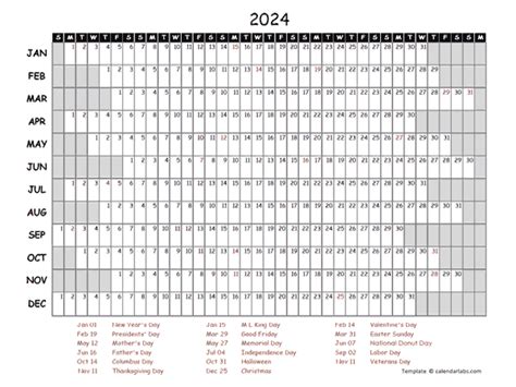 2024 Pdf Calendar With Federal Holidays Free Printable Templates