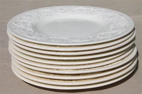 Vintage Wedgwood Creamware Ivory China Salad Plates Patrician Embossed