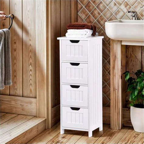 Bathroom Storage Cabinet With 4 Drawers Freestanding Floor Cabinet