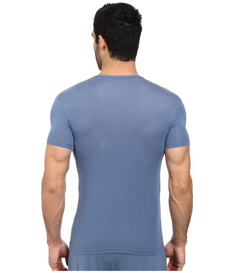 Calvin Klein Body Micro Modal S S V Neck U5563 In Blue For Men Stormy