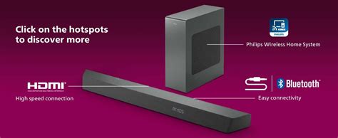 Philips Audio TAB8507 10 Soundbar 3 1 Wireless Subwoofer Dolby Atmos