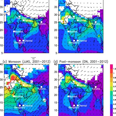 Seasonal Mean Climatology 20002012 Of Aerosol Optical Depths And