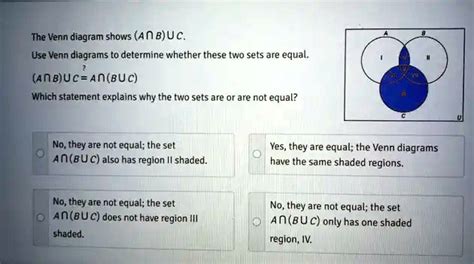 Solved The Venn Diagram Shows Anb Uc Use Venn Diagrams To Determine