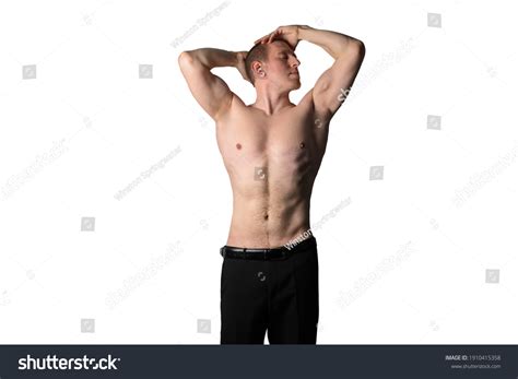 Portrait Hot Sexy Halfnaked Male Demonstrating Stock Photo