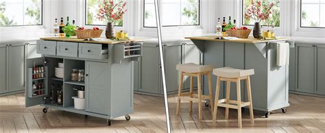 amazoncom coolove kitchen island  storage  wheels  large