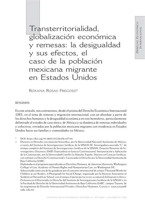 Pdf Transterritorialidad Globalización Económica Y Remesas La Desigualdad Y Sus Efectos El