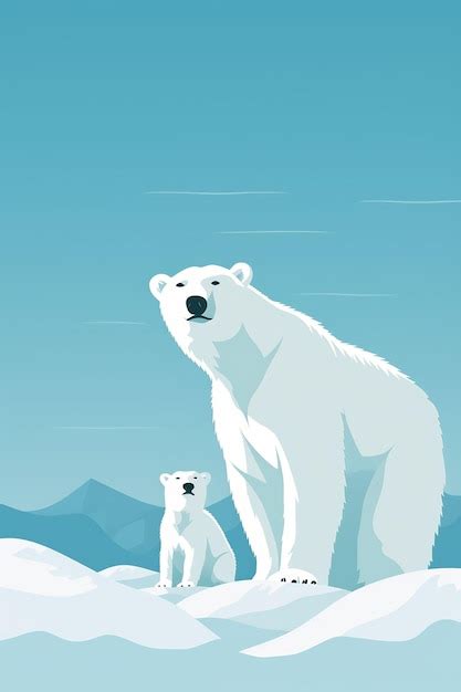 Premium Ai Image A Polar Bear And Two Cubs Are Standing In The Snow