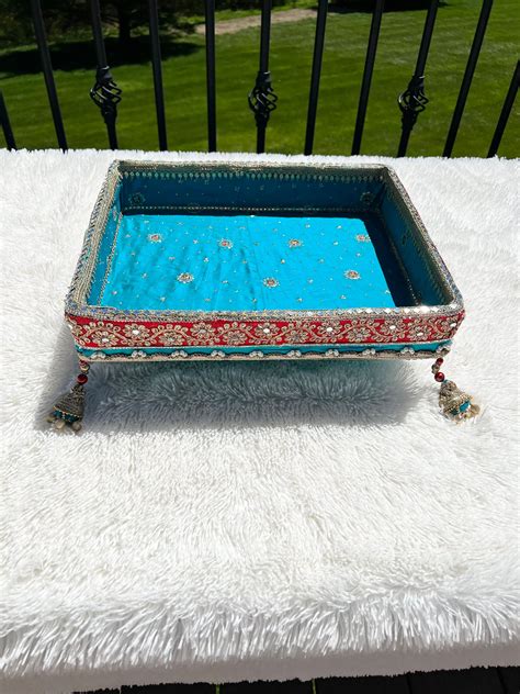 Blue Tassel Wedding Tray Nikkah Thaal Henna Cones Indian Etsy