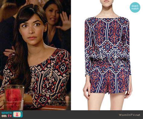 Wornontv Ceces Printed Romper On New Girl Hannah Simone Clothes And Wardrobe From Tv