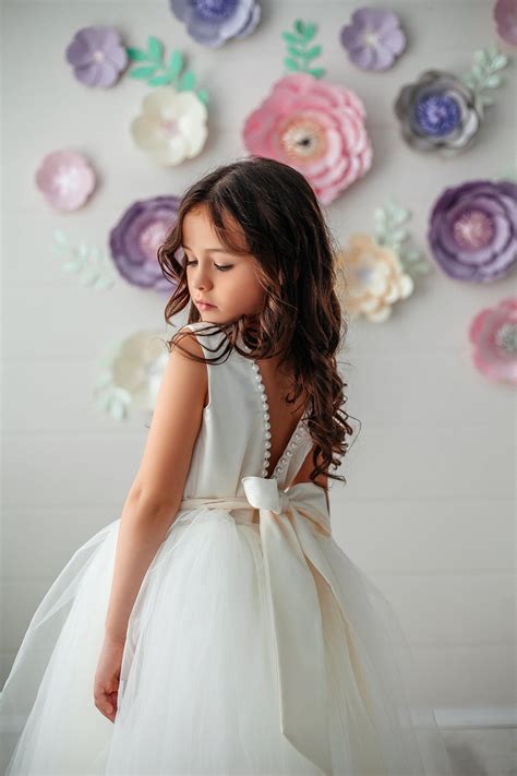 Tulle Flower Girl Dress Tutu Flower Girl Dress Ivory Girl Etsy