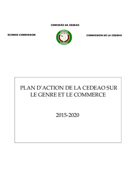 Remplissable En Ligne Plan Daction De La Cedeao Sur Le Genre Et Le