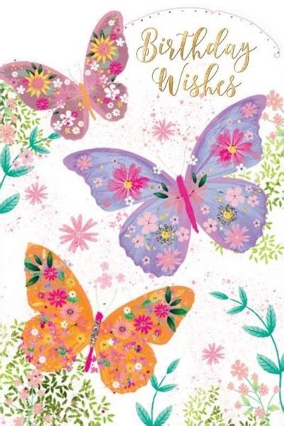 Three Butterflies Female Birthday Card