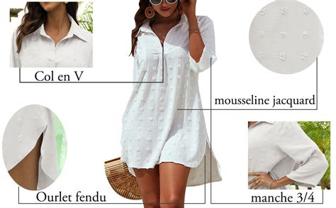 Vancavoo Robe De Plage Femmes Par O De Plage Pour Maillot De Bain Ete Bikini Cache Maillots Et