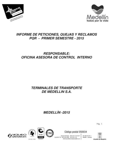 PDF INFORME DE PETICIONES QUEJAS Y RECLAMOS Terminalesmedellin