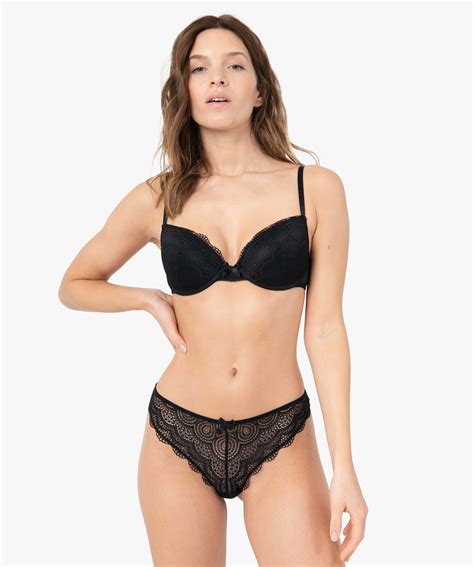 String En Dentelle Et Tulle Femme Lot De Noir Strings Tangas Femme