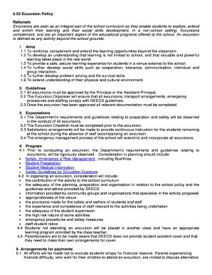 Fillable Online Oakleighps Vic Edu Excursion Policy Rationale