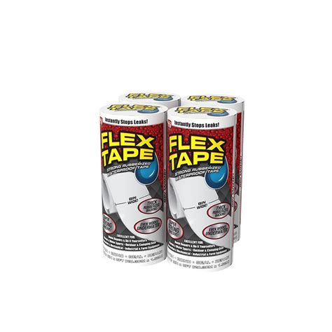 FLEX SEAL Flex Tape White 8 in. x 5 ft. Strong Rubberized Waterproof Tape (4-Piece)-TFSWHTR0805 ...