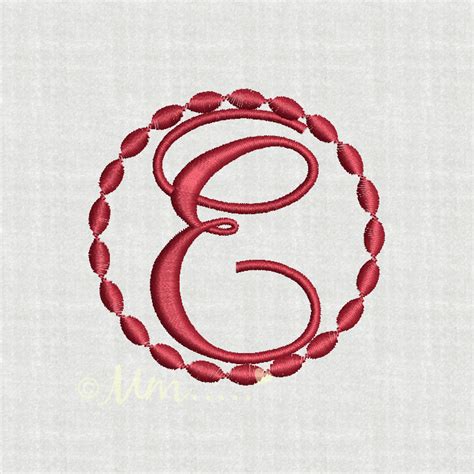 Circle Monogram Letter E machine embroidery design download 4x4