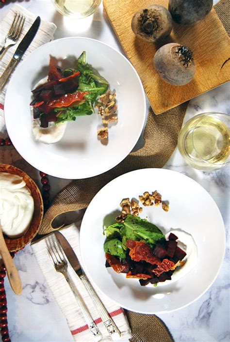 Oven Roasted Beet Salad With Goat Cheese Crema And Crispy Prosciutto The Charming Detroiter