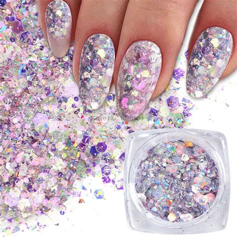 50 Conjunto De 12mix Cor Prego Sereia Glitter Flocos Sparkly 3d