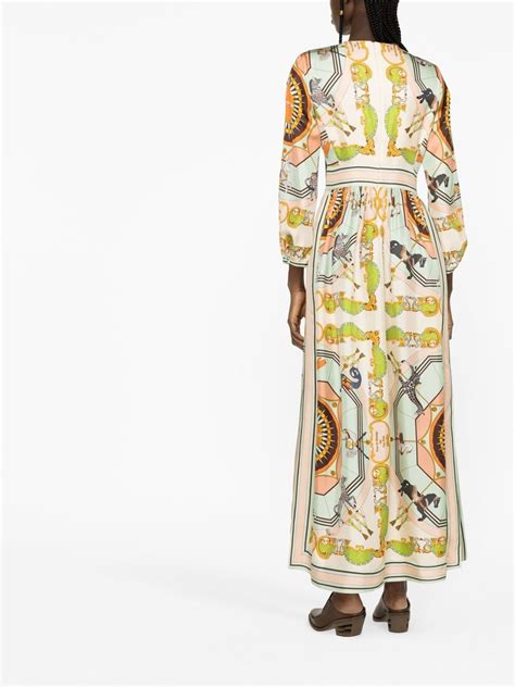 Tory Burch Baroque Print Silk Dress Neutrals FARFETCH