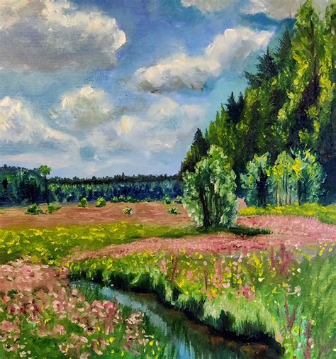 Spring in Full Bloom. Oil Painting on Canvas12x12 Handmade Painting ...