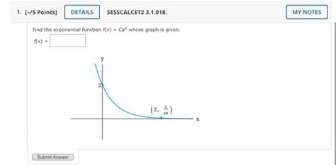 Solved Find The Exponential Function F X Cax Whose Graph Is