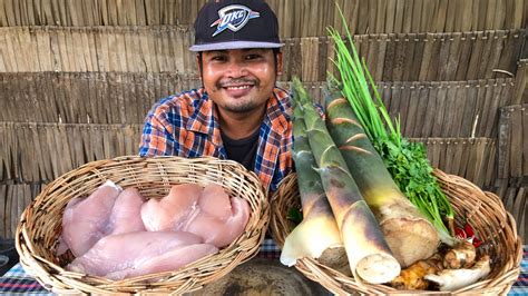 Cooking Chicken Breast With Bamboo Shoot Cook Chicken With Bamboo Shoot Eating Delicious Youtube