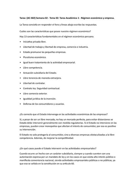 tarea ac s02 semana 02 tema 02 tarea académica 1 regimen económico y empresa la tarea