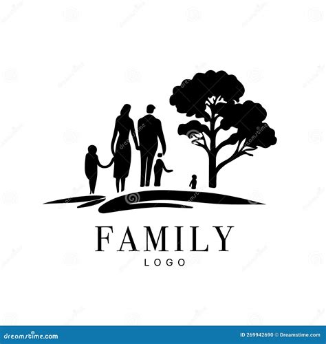 Family Flat Icon Black and White Vector Graphic. Good for Logo Design Stock Vector ...