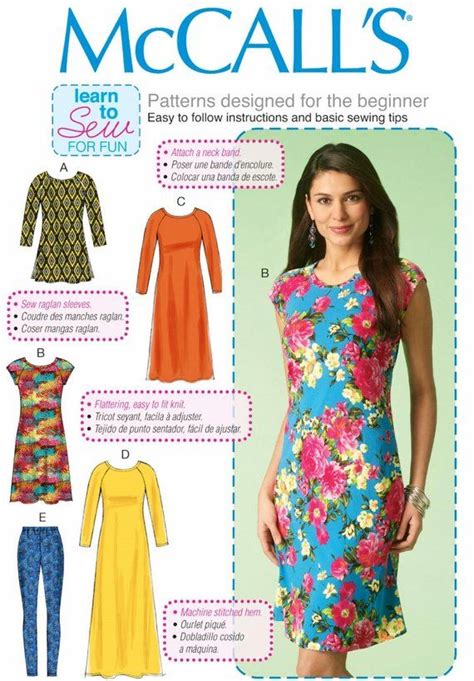 Sewing Pattern Womens Easy Dress Pattern Learn To Sew Pattern Pullover Stretch Knit Tunic And