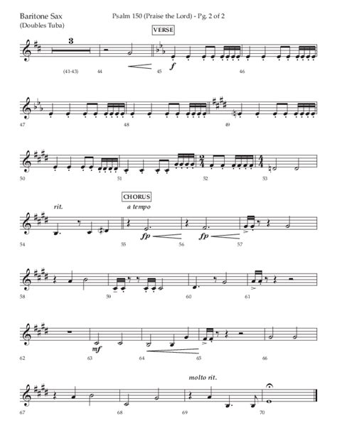 Psalm 150 Praise The Lord Choral Anthem Satb Bari Sax Sheet Music